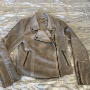Taupe Faux Leather Jacket, Size S